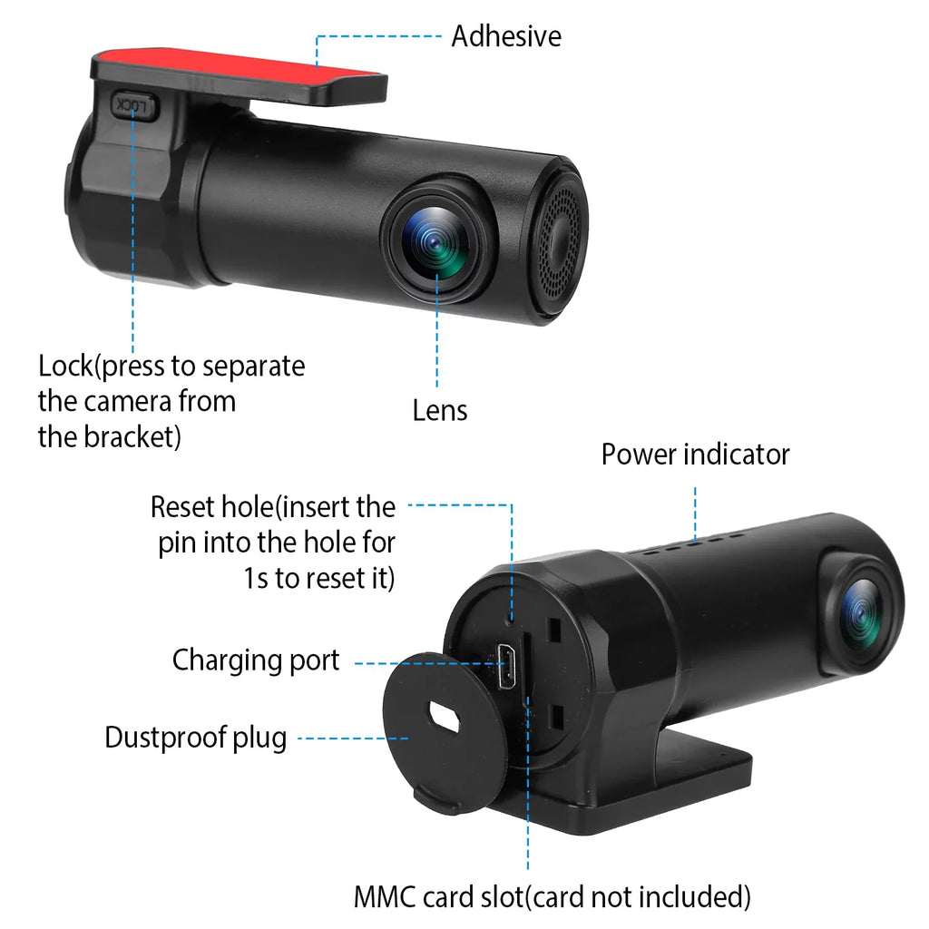 170° WiFi Dash Cam iMounTEK 1080P  Car  Camera Recorder with G-sensor App Wifi Looping Recording 11.2ft Cigarette Lighter Cable