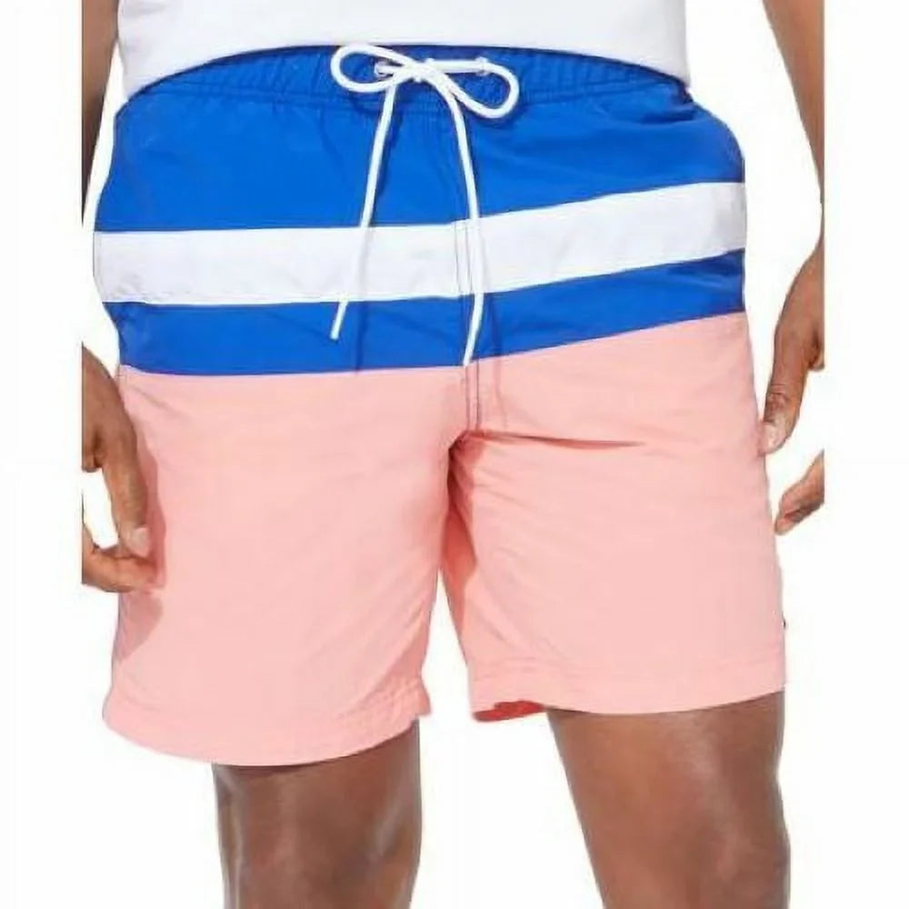 Nautica Men's Colorblocked 8" Swim Trunks T01131 in Pale Coral-Small