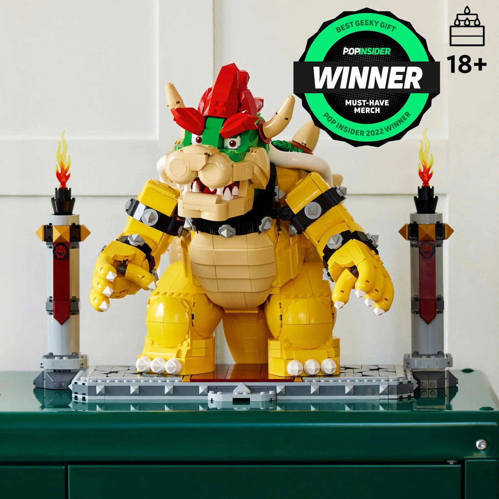 Super Mario The Mighty Bowser, 3D Build and Display Kit, Collectible Posable Character Figure with Battle Platform, Video Game Toy Idea for Fans of Super Mario Bros, 71411