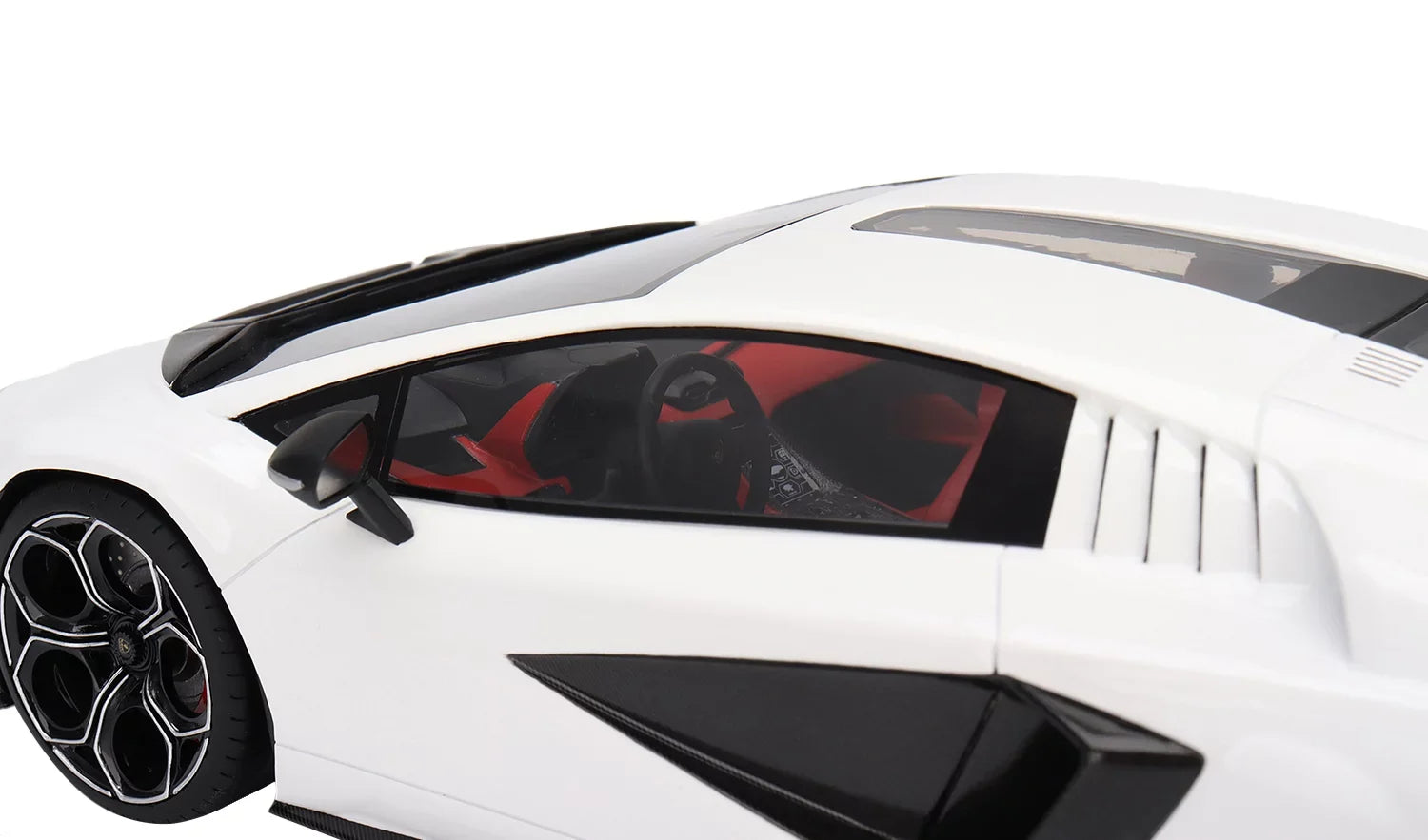 Diecast Lamborghini Countach  800-4 Bianco Siderale White with Black Accents 1/18 Model Car by Top Speed