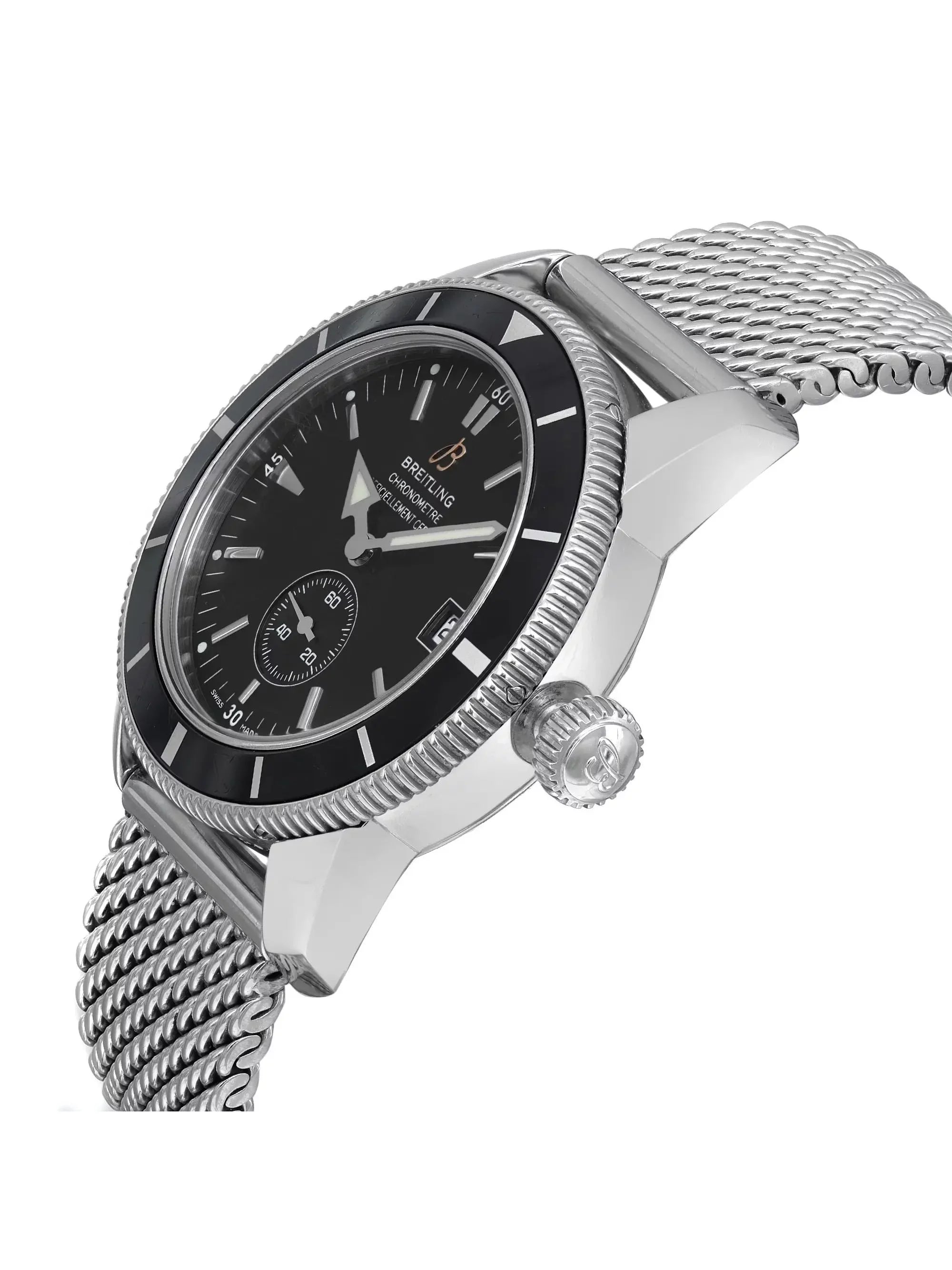 Breitling SuperOcean Heritage 38mm Steel Black Dial Mens Watch A3732024-B869SS