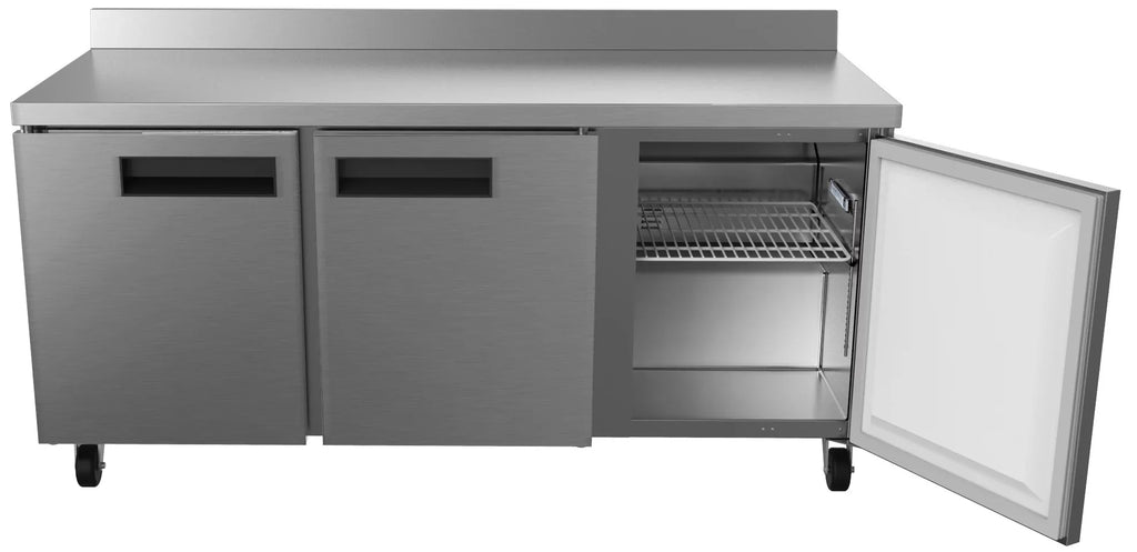KoolMore 72 in. Three-Door Worktop Refrigerator with 3.5 in. Backsplash – 16.9 Cu. ft.