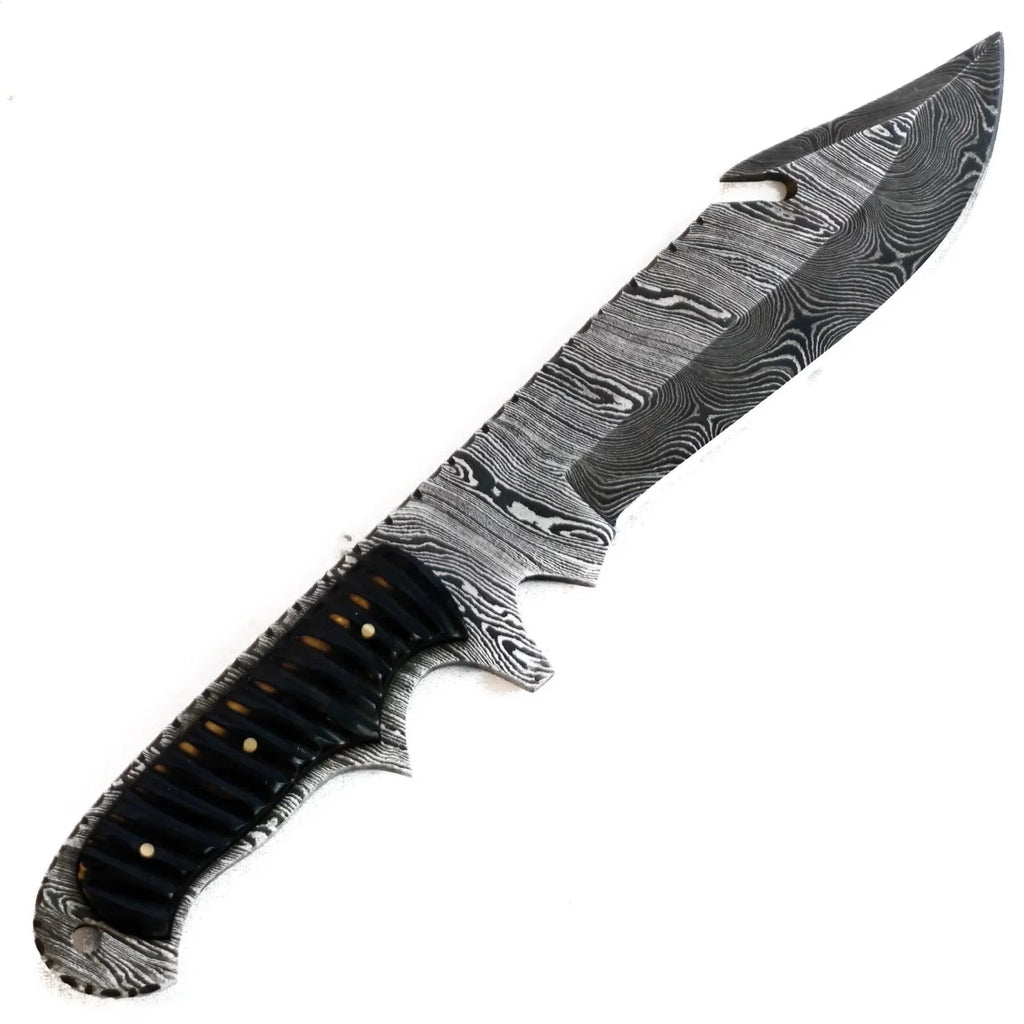 Bowie Knife- Outdoors- High Carbon Damascus Steel Blade- Hunting Knife - 12