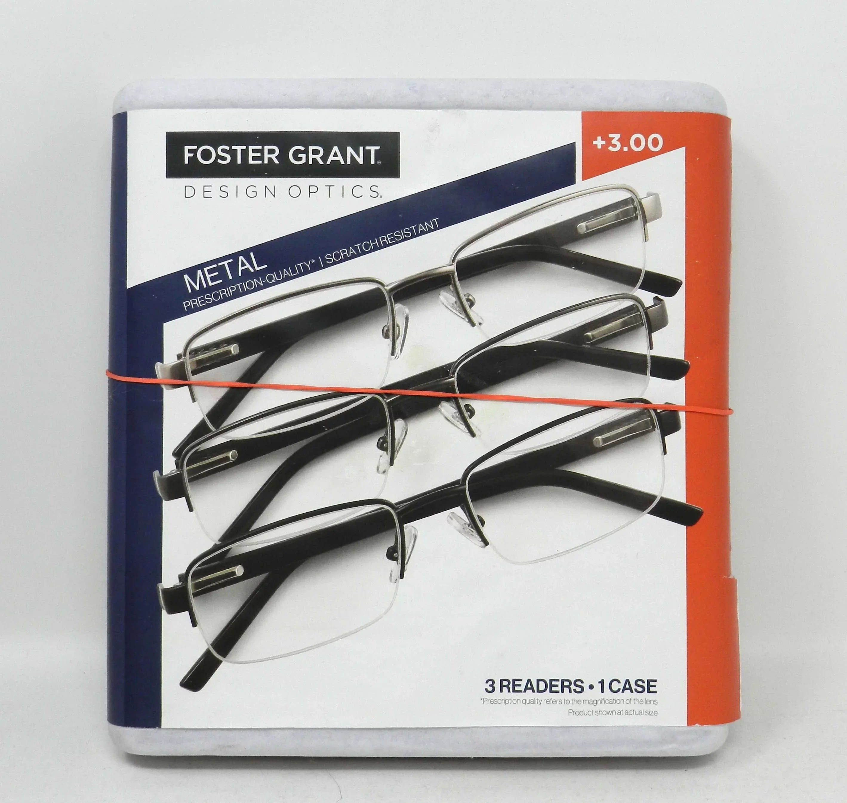 Design Optics Foster Grant Lyden Semi-Rimless Rectangular +3.00 Reading Glasses