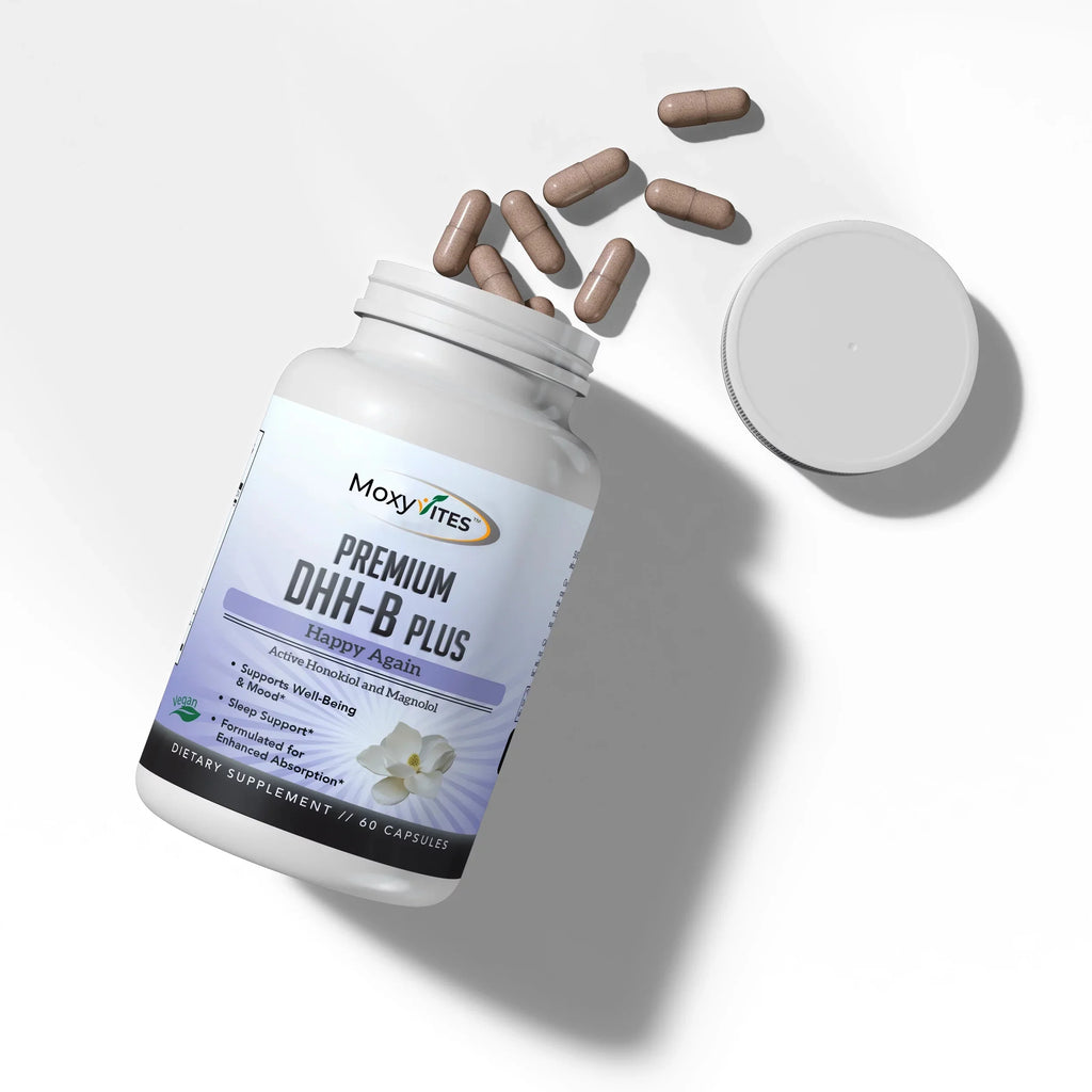 MoxyVites -B Supplement, Dihydrohonokiol-B, for Calm Mood Sleep Anxiety, 60 Vegan Caps