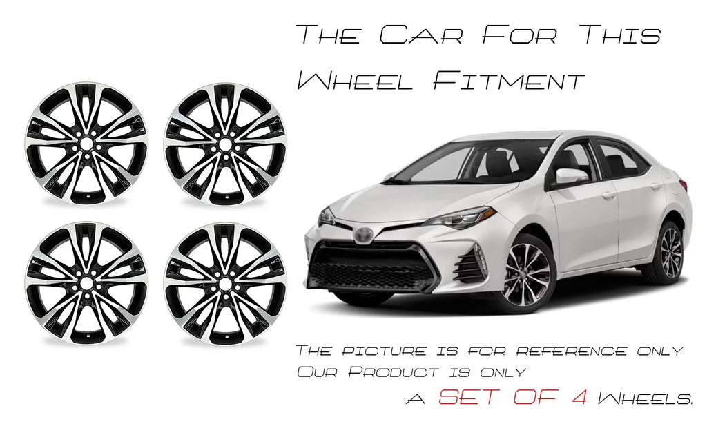 Velospinner 17" x 7" Automotive Rims Brand New Machined Black Wheels for Toyota Corolla 2017, 2018, 2019  Quality Replacement 75208, Set of 4