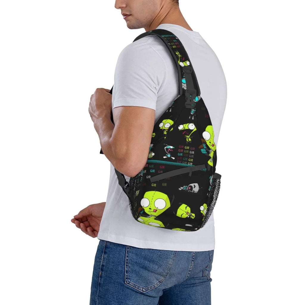 Invader Zim Show Planet Sling Bag Crossbody Backpack Chest Bags Diagonally Travel Daypack For Women Men Adults Teen