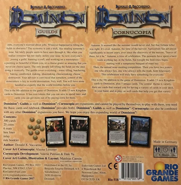 Dominion: Cornucopia and Guilds Expansions, by Rio Grande Games