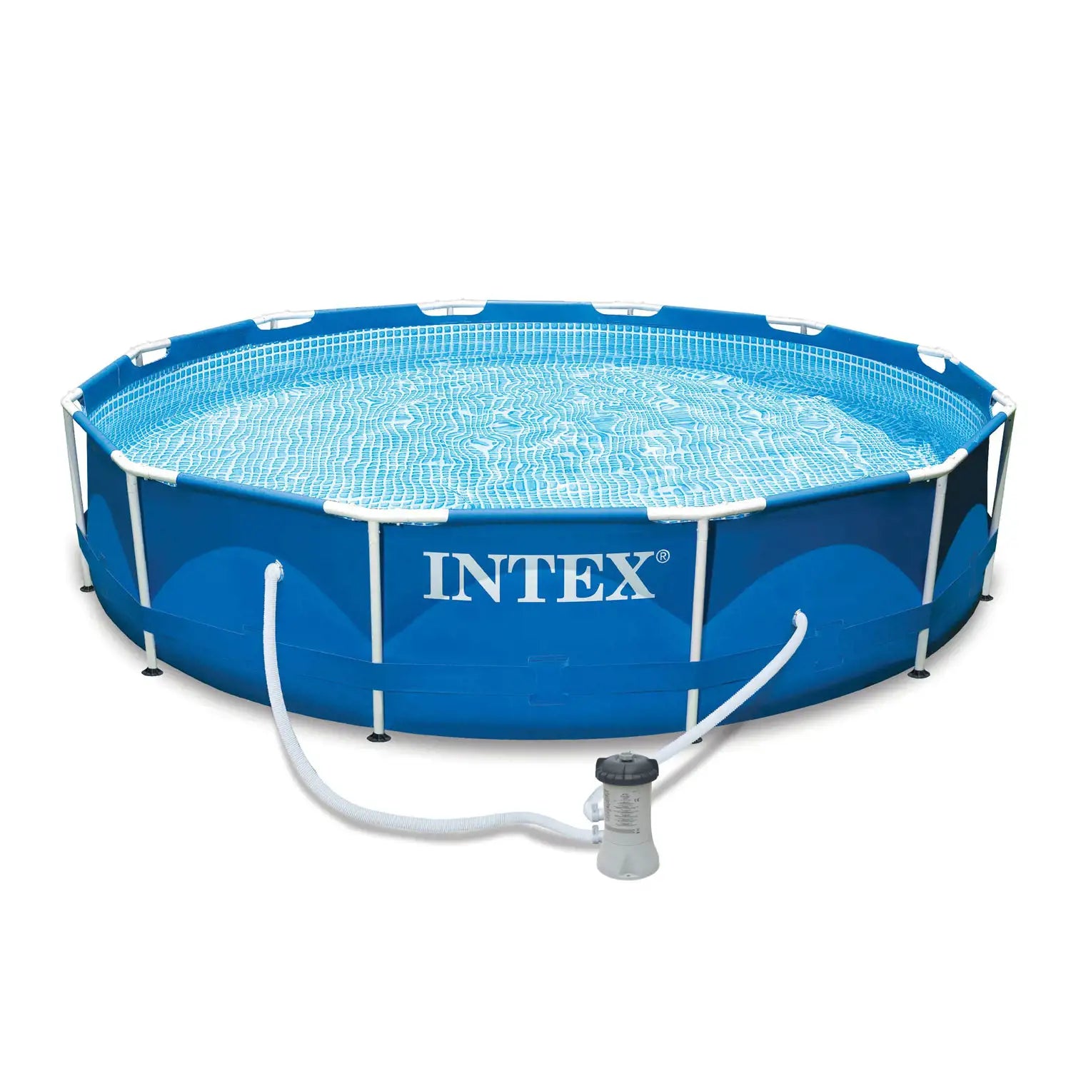 Intex Metal Above Ground Pool w/ Pump, Filter Cartridge 6 Pack, and Cover