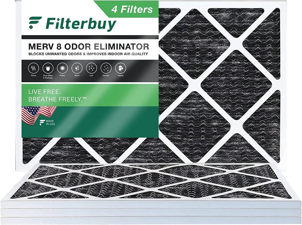 Filterbuy 16x24x1  8 Odor Eliminator Pleated   Furnace Air Filters with Activated Carbon (4-Pack)