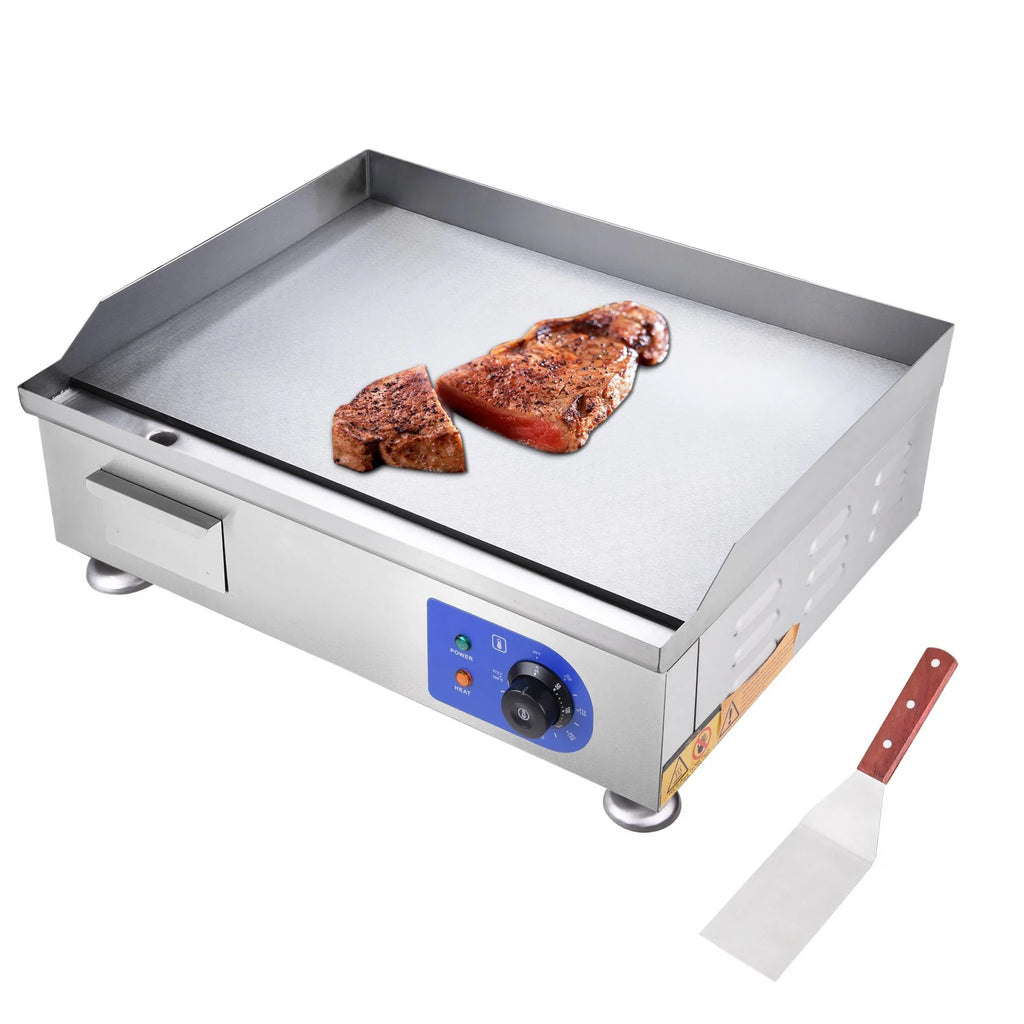 High-Powered Electric Countertop Griddle - Stainless Steel - Cook with Precision