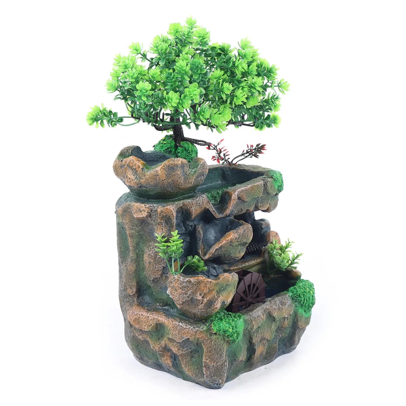 Indoor Water Fountain Tabletop Waterfall Feng Shui Zen Table Decor with  Light