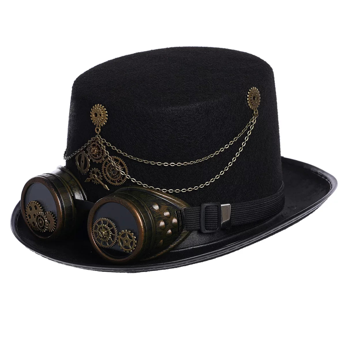 Unisex Steampunk Top Hats with Goggle Gothic Punk Hallo Hat