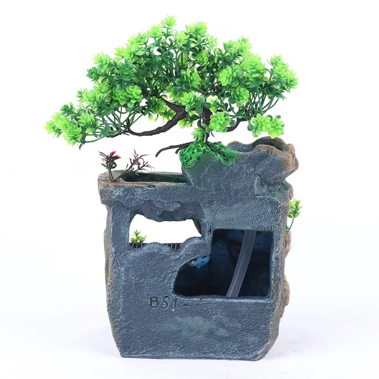 Indoor Water Fountain Tabletop Waterfall Feng Shui Zen Table Decor with  Light