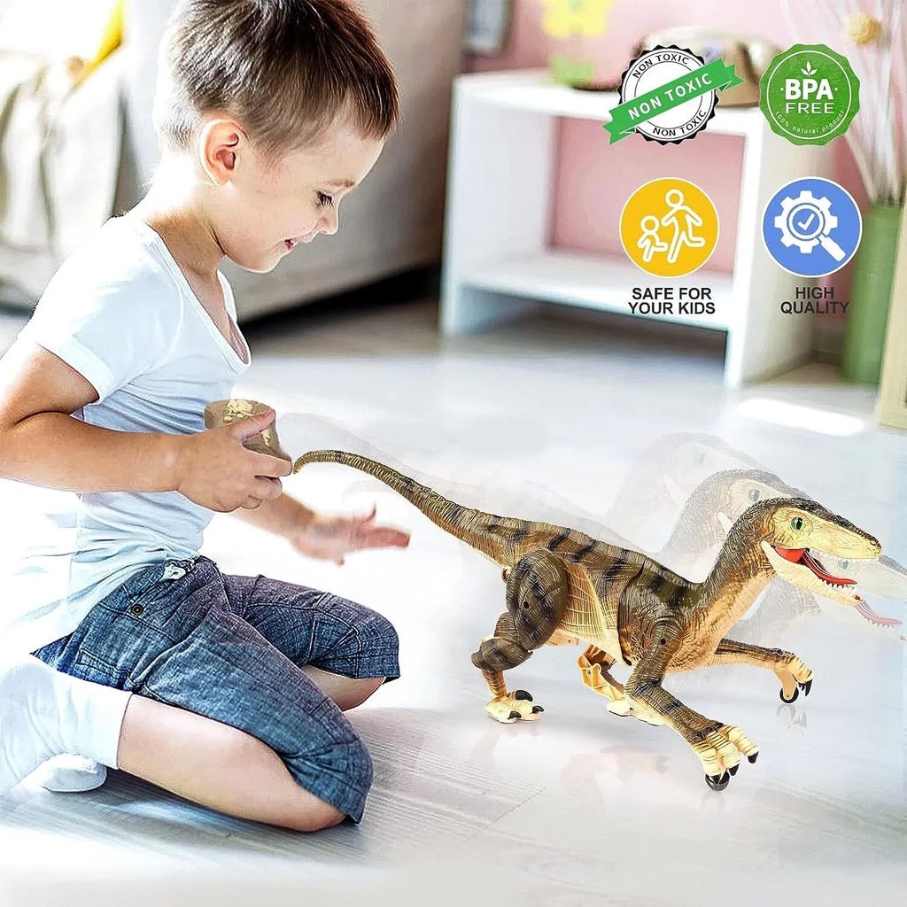 JBee Ctrl Remote Control Dinosaur Toys for Kids Boys Girls Walking Robot  T-Rex with Lights and Sounds Dinosaur Toy Gifts for Boys Age 3-5, 5-7, 8-12 Years Old - Brown
