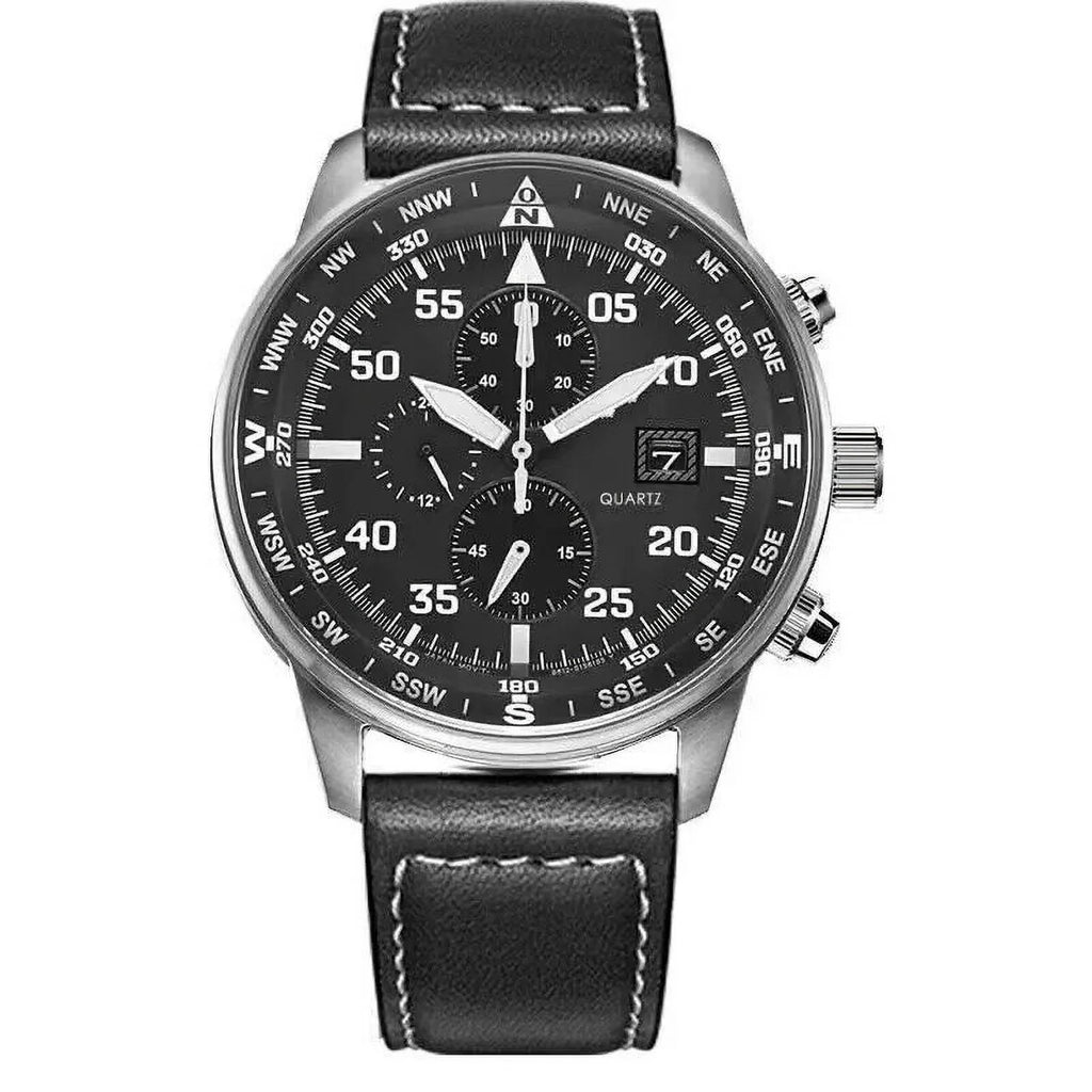 Men's Classic Business Aviator Chronograph Black Dial Eco-Drive Watch