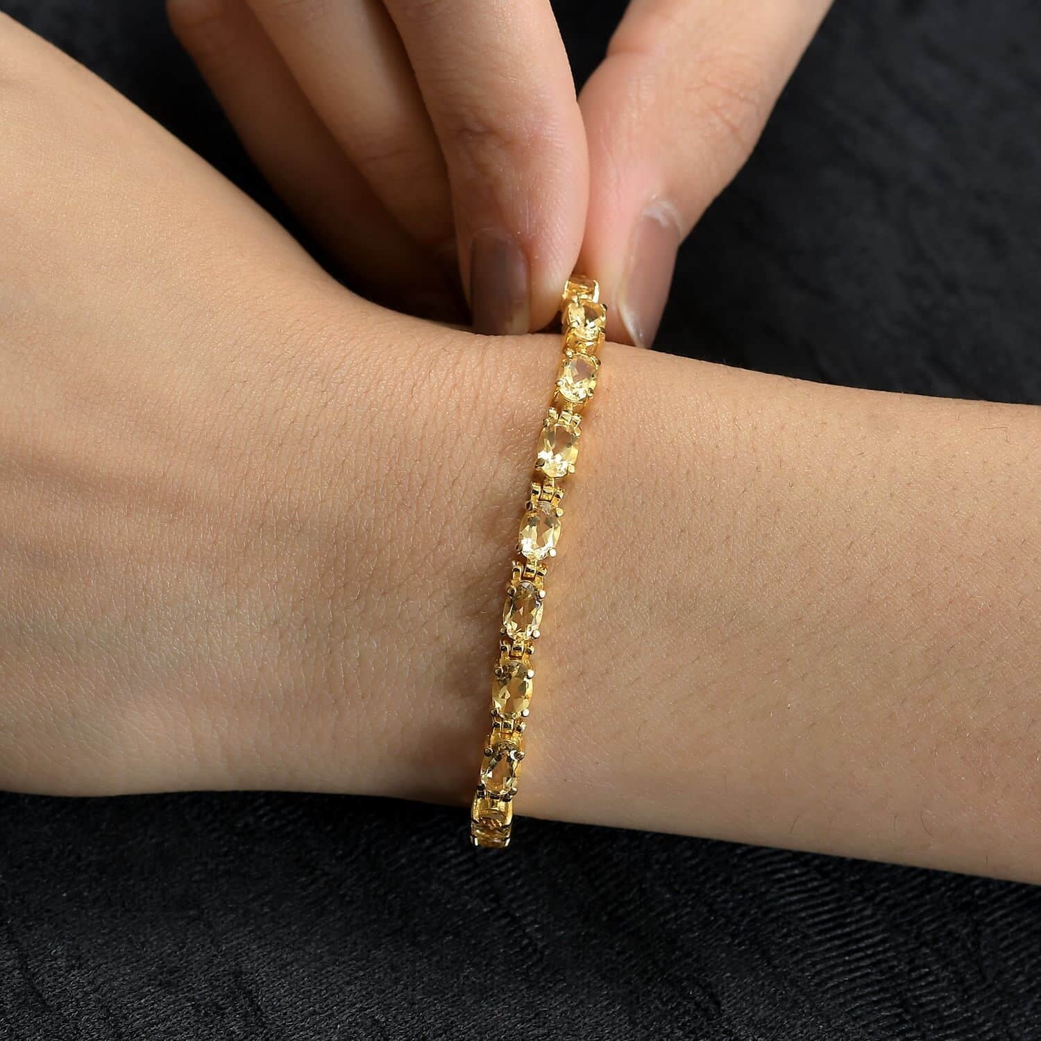 Shop  Citrine Oval Stainless Steel Yellow Gold Ion Plated Bracelet for Women Jewelry Size 7.25" Ct 7.38 Birthday Gifts