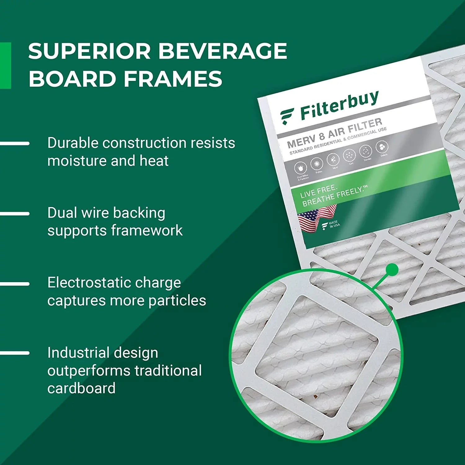 Filterbuy 8x20x4  8 Pleated   Furnace Air Filters (6-Pack)