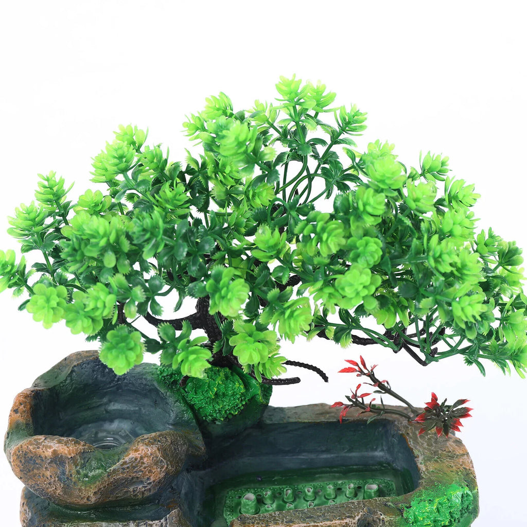 Indoor Water Fountain Tabletop Waterfall Feng Shui Zen Table Decor with  Light
