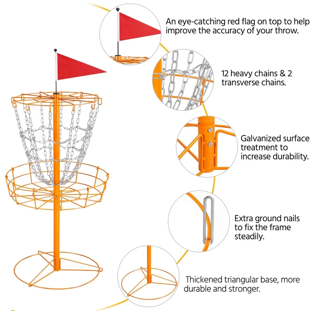 SmileMart 12-Chain Disc Golf Goal Target Practice, Orange