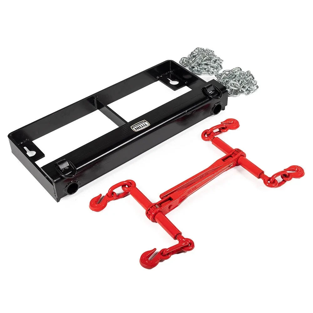 Titan Attachments Dual Prong 43" Hay Bale Spear Attachment, Universal  Front Skid Steer Tractor Loader Bucket Attachment, 3000  Capacity, Conus 2 Tines, Chains and Ratchet Binders Included