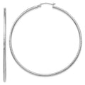 Real 14kt White Gold Diamond-cut 2mm Round Tube Hoop Earrings; for Adults and Teens; for Women and Men