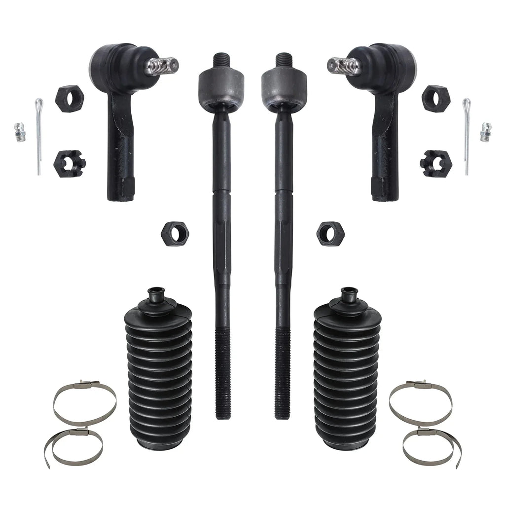 Detroit Axle - Front 6pc Suspension Kit for 95-06 Nissan Sentra, 95-98 200SX, 4 Tie Rod Ends 2 Boots 1995 1996 1997 1998 1999 2000 2001 2002 2003 2004 2005 2006 Replacement