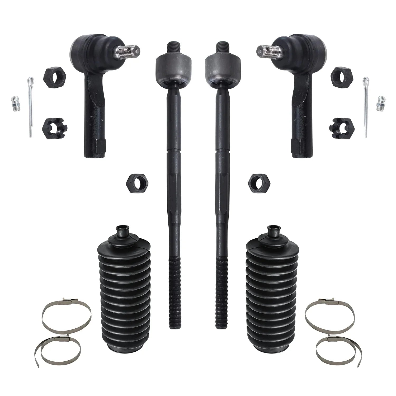 Detroit Axle - Front 6pc Suspension Kit for 95-06 Nissan Sentra, 95-98 200SX, 4 Tie Rod Ends 2 Boots 1995 1996 1997 1998 1999 2000 2001 2002 2003 2004 2005 2006 Replacement