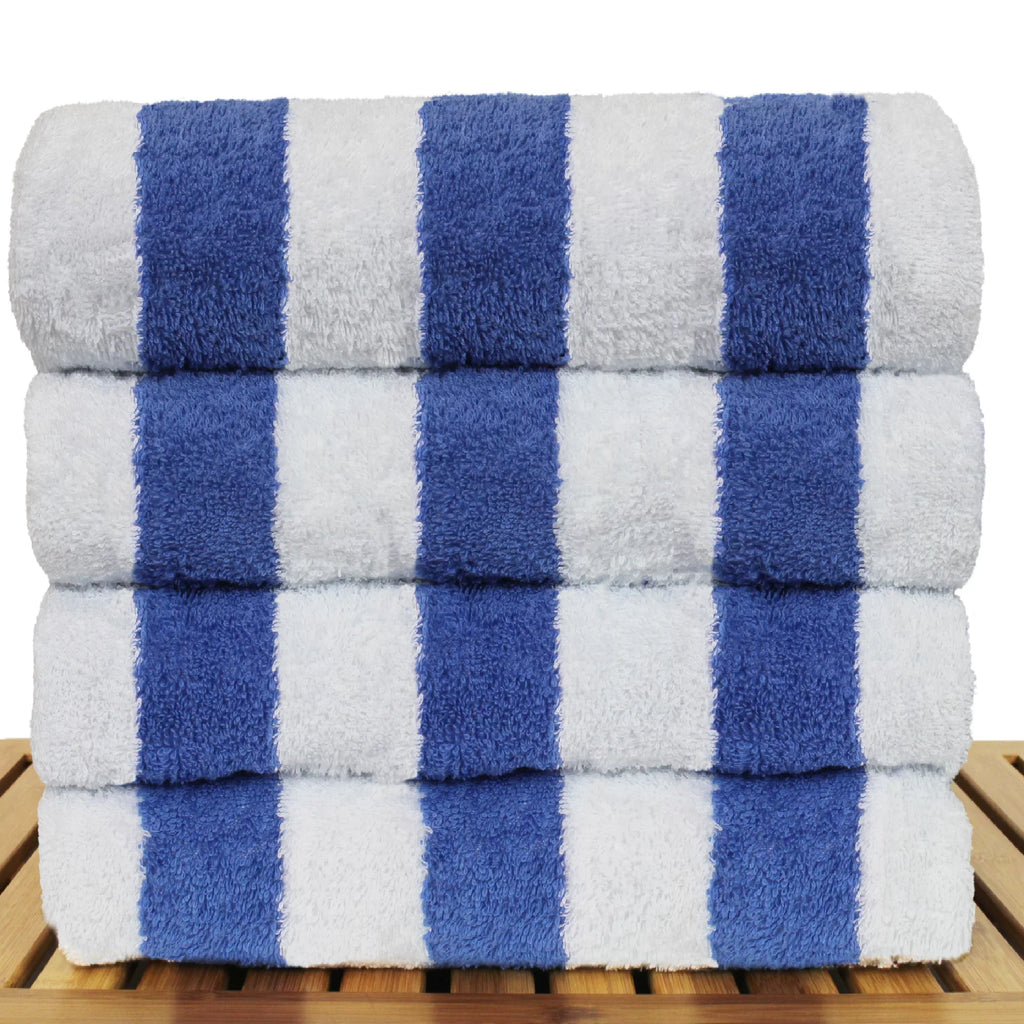 Luxury Hotel & Spa Towel 100% Cotton Pool Resort Beach Towels - Cabana - Blue - Set of 4