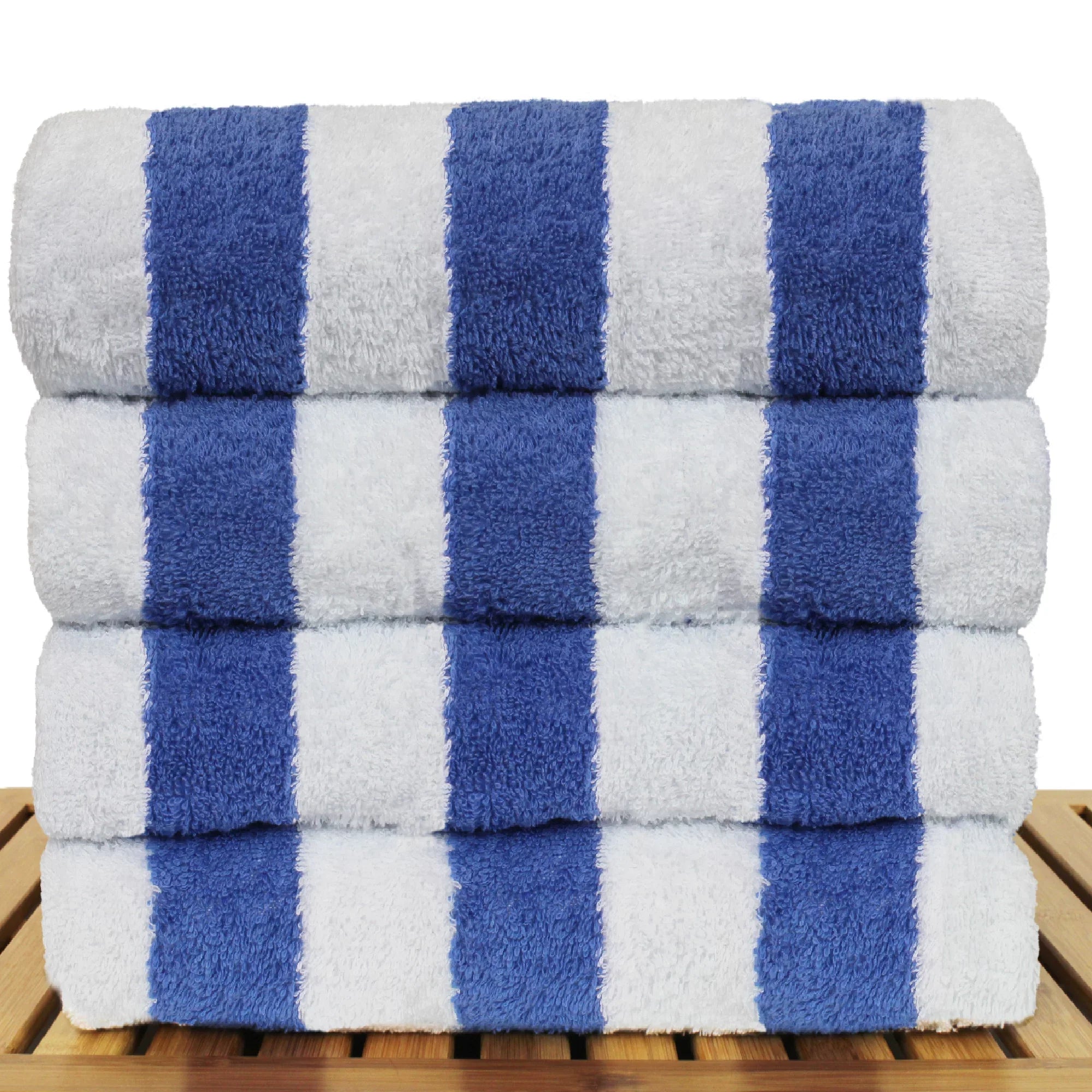 Luxury Hotel & Spa Towel 100% Cotton Pool Resort Beach Towels - Cabana - Blue - Set of 4