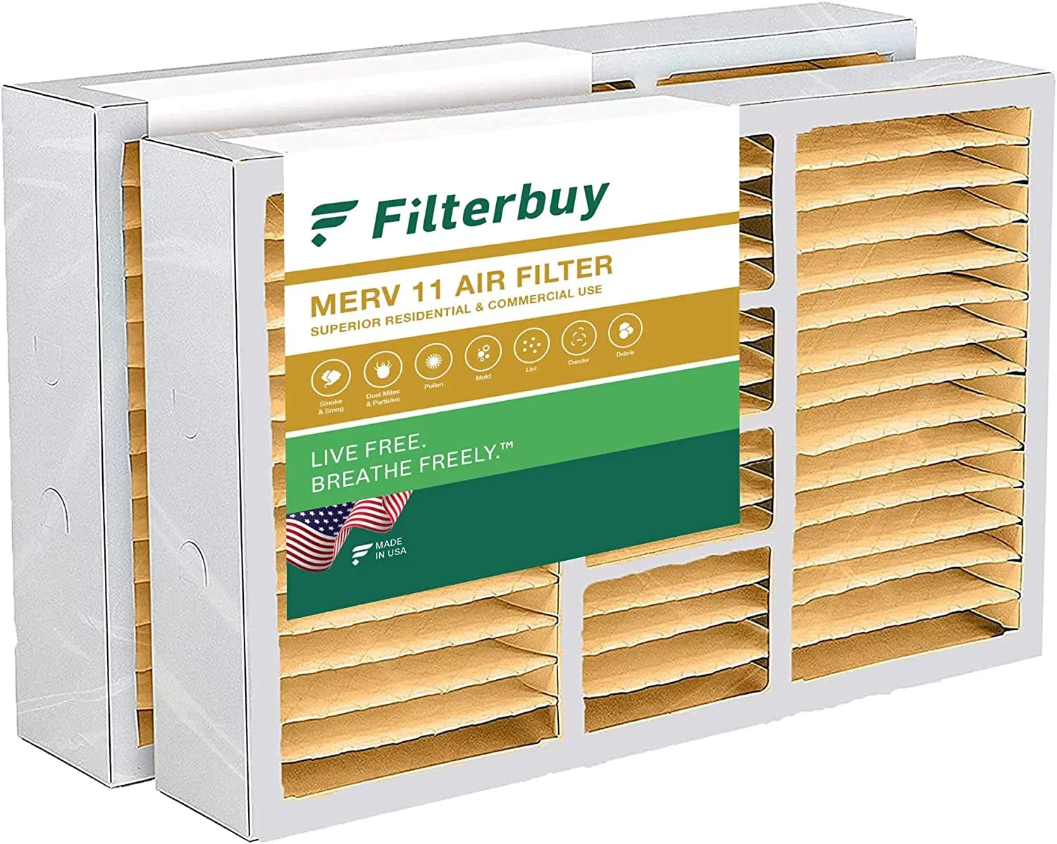 Filterbuy 14.5x27x5  11 Pleated   Furnace Air Filters for Trane, American Standard, Honeywell, and Accumulair (2-Pack)