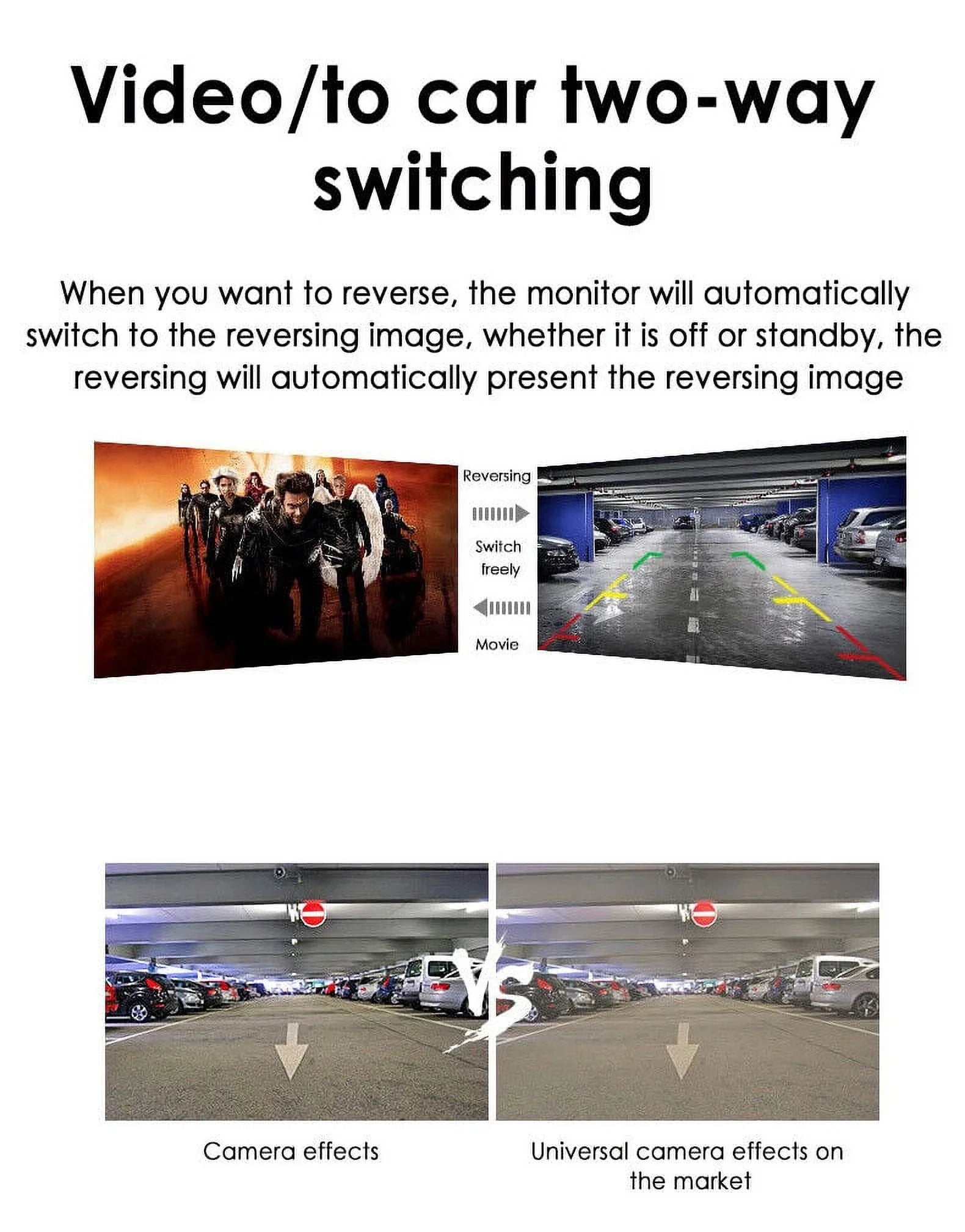 KingFurt  Car Night Vision Backup Camera Kit 5" Wireless Monitor  Rear View Waterproof