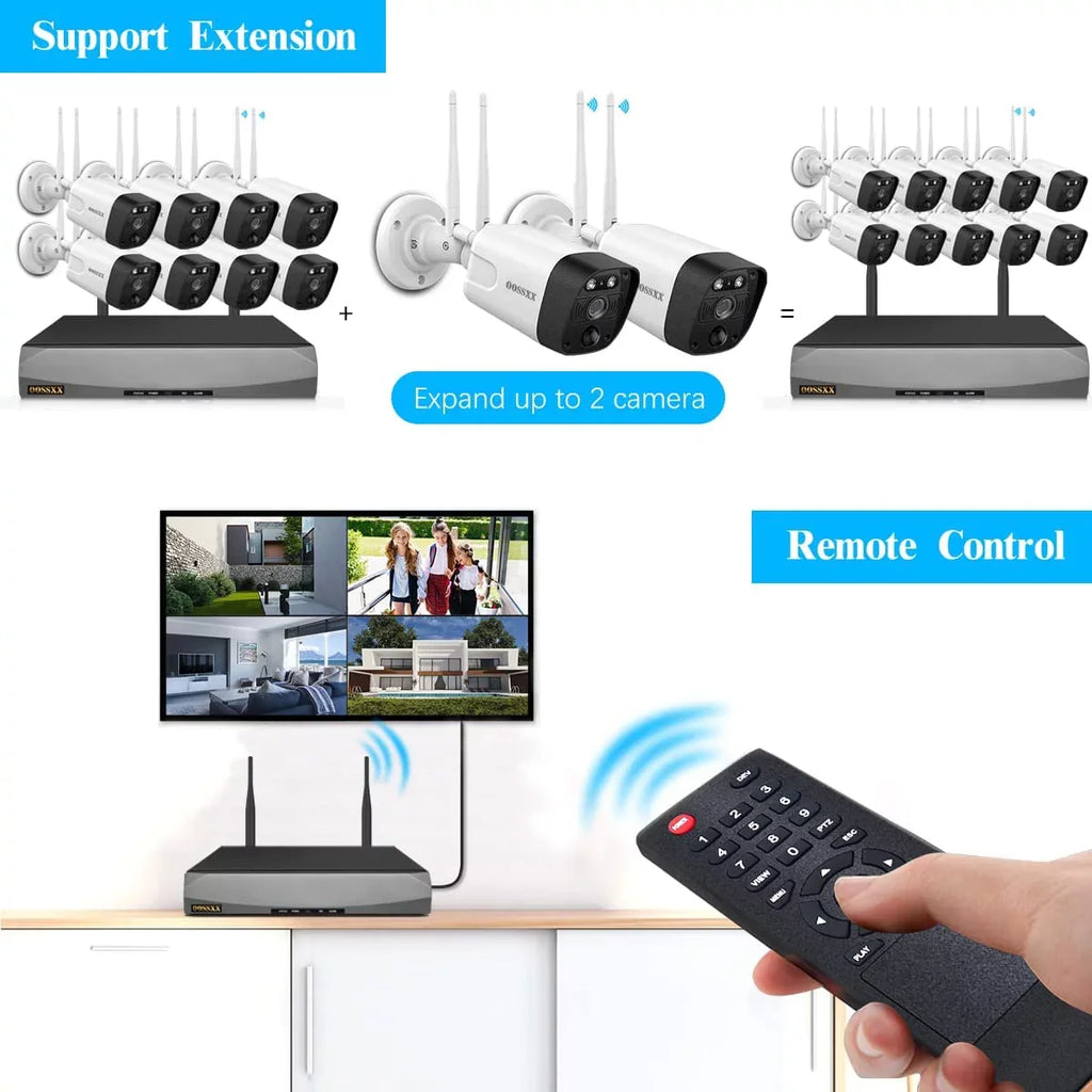 5.5MP Security Camera System,8PcsOutdoor camera, Security Cameras Wireless Wifi ,night vision surveillance cameras, 2-Way Audio