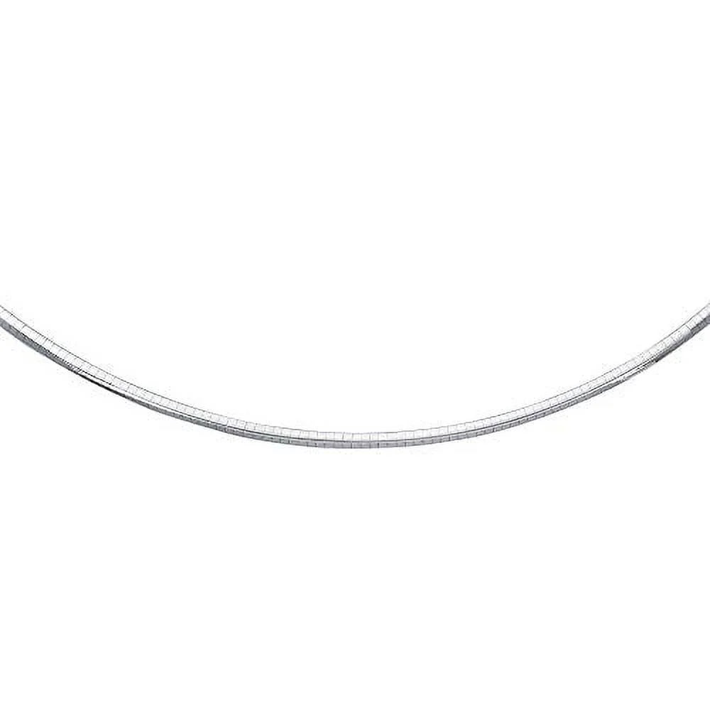 JewelStop Sterling Silver Classic Domed Rhodium Omega 4 mm Necklace, Lobster Claw Clasp - 16 Inches, 14.8gr.