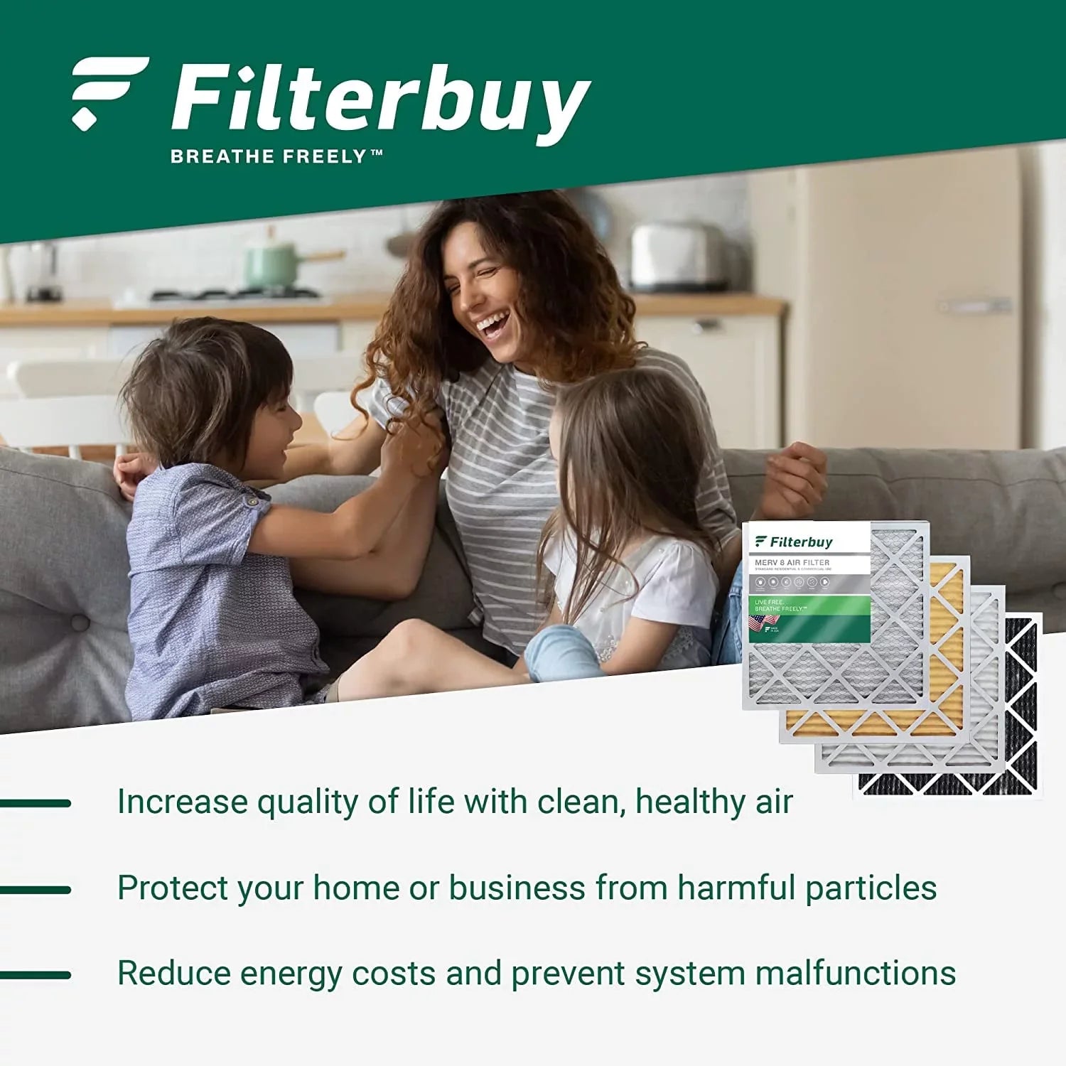 Filterbuy 16x24x1  8 Odor Eliminator Pleated   Furnace Air Filters with Activated Carbon (4-Pack)