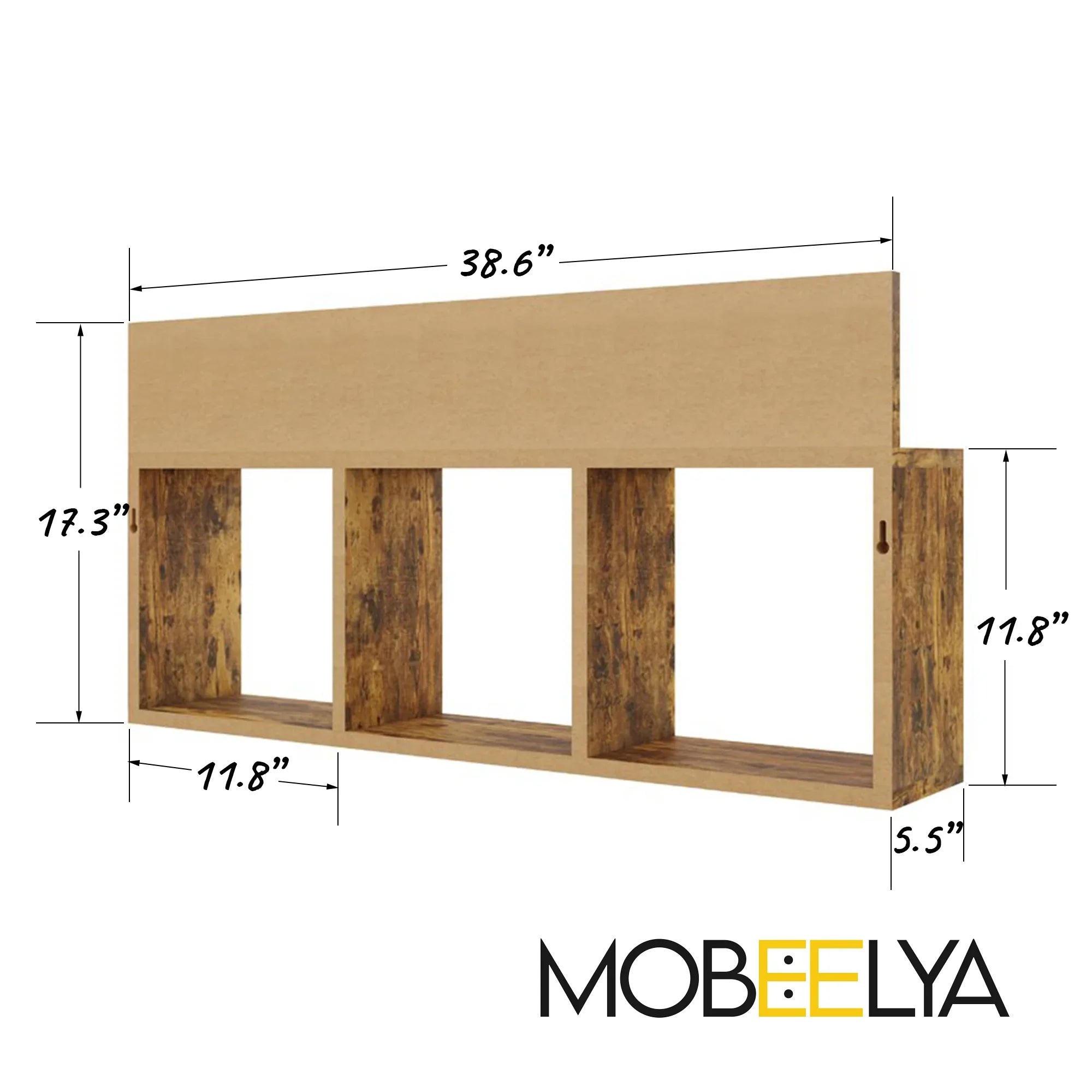 Natural Pine Wood Wall Shelf | Modern Floating Organizer | Items Storage Floating Wall Decor | Decorative Gift | Easy to Install,  Mobeelya