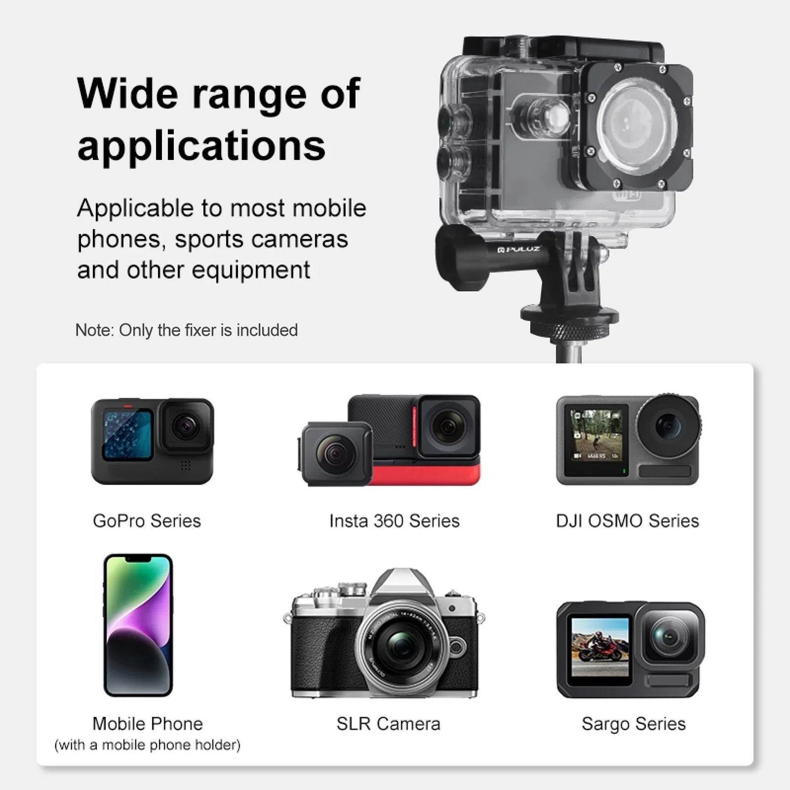 Aluminum Alloy Camera Mount Clamp - Bicycle Handlebar Adapter, 1.5kg Load Capacity, Dual Rotatable Ball Head, Adapter, Compatible with , , Hero 11/10/9/8/7, Insta360