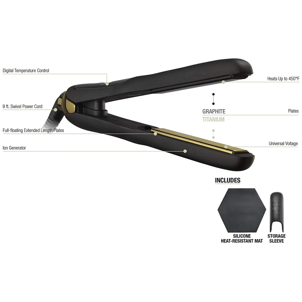 BaBylissPRO Graphite Titanium Ionic Flat Iron - 1 inch.