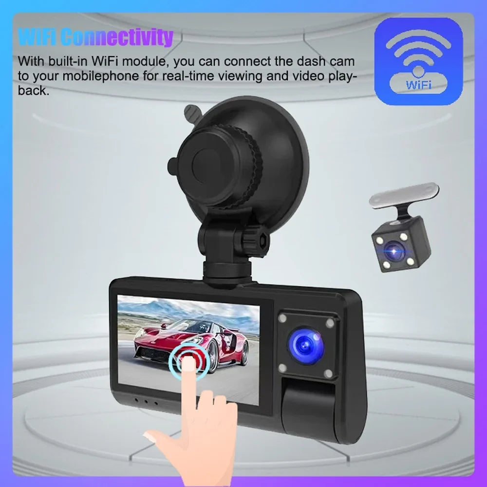 Dash Cam, Touched Screen Car Rearview Mirror Recorder with Wide Angle, Clear Video Recording for Auto Safety Driving
