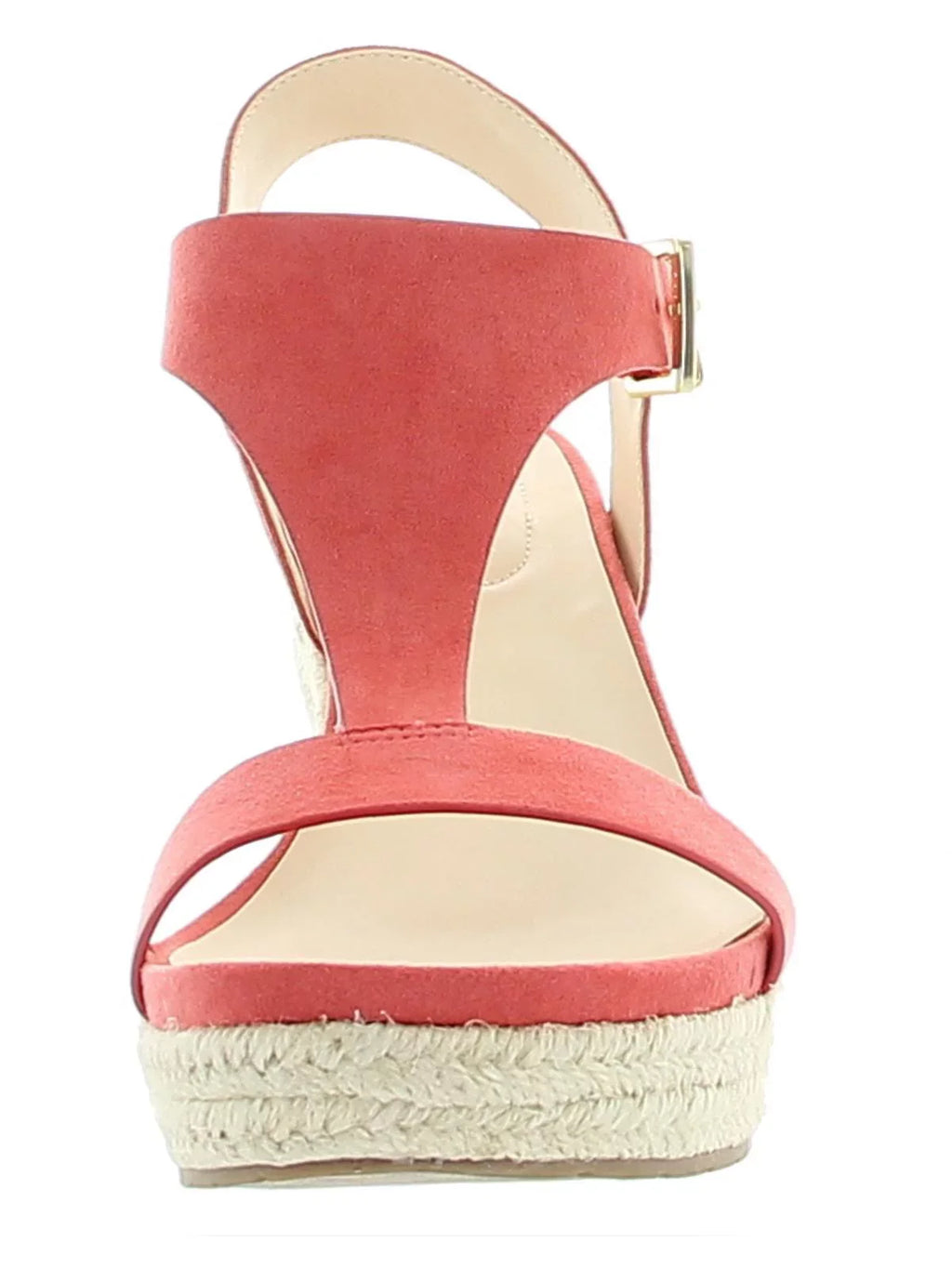 Womens Coral 0.5" Platform Padded Comfort Breathable T-Strap Moisture Wicking Card Round Toe Wedge Buckle Espadrille Shoes 6.5 M