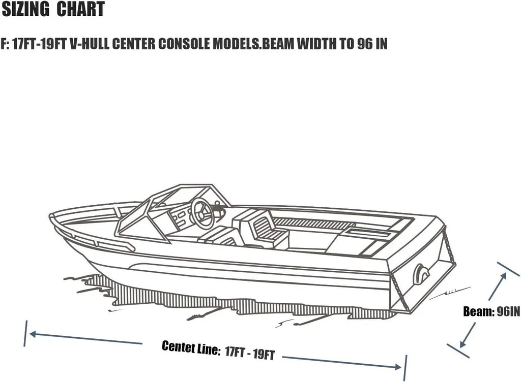 Trailable Marine Grade Boat Cover Heavy Duty 600D Fits V-Hull Runabouts Aluminum Fishing Pro-Style Bass Boats F Fit 17-19Ft Width To 96In 9921-0122-36