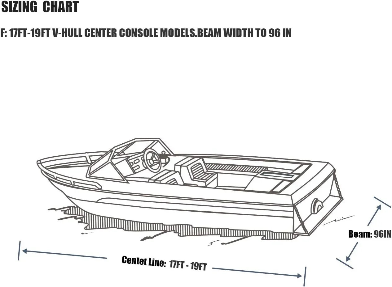 Trailable Marine Grade Boat Cover Heavy Duty 600D Fits V-Hull Runabouts Aluminum Fishing Pro-Style Bass Boats F Fit 17-19Ft Width To 96In 9921-0122-36
