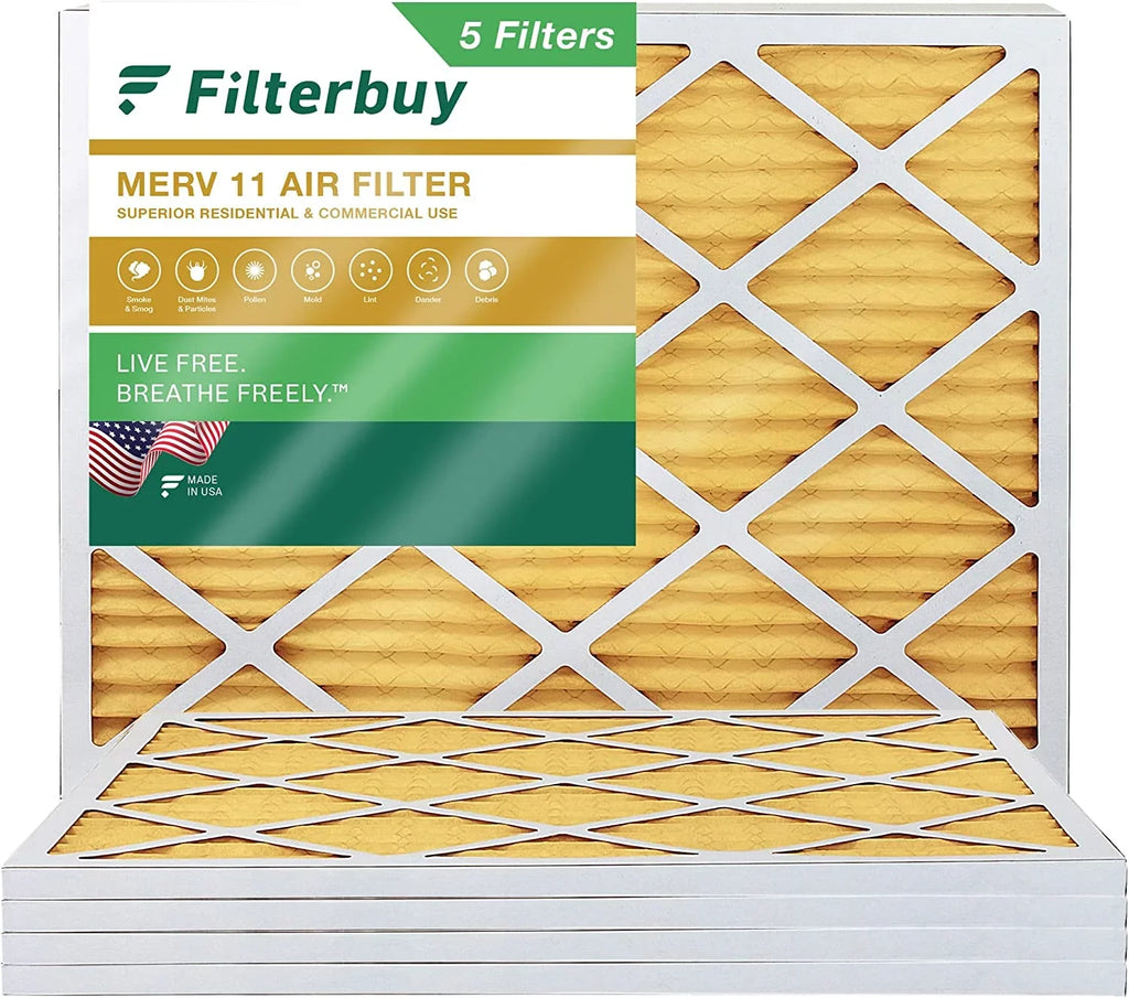 Filterbuy 15x20x1  11 Pleated   Furnace Air Filters (5-Pack)