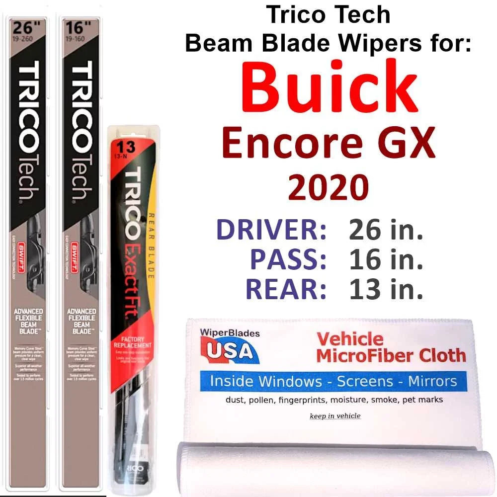 2020 Buick Encore  Beam Blade Wipers (Set of 3) w/Rear Wiper