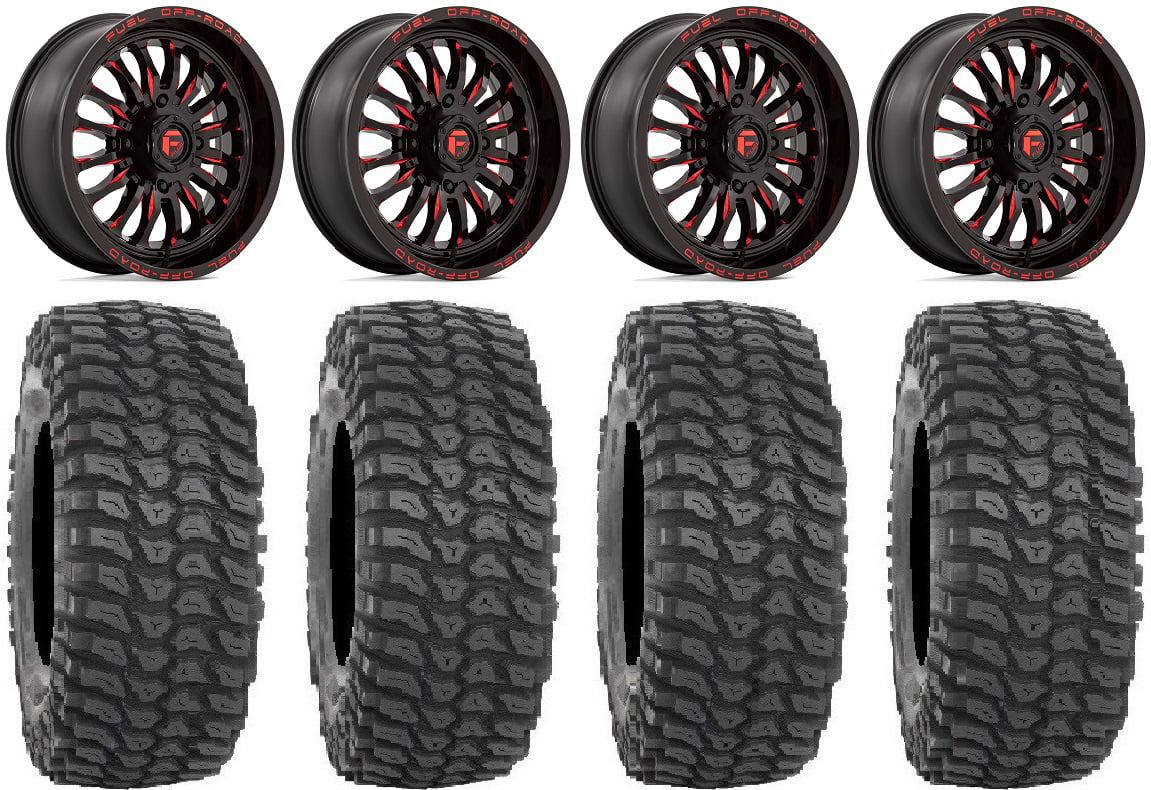 Fuel  18" Wheels Red 36" XCR350 Tires Polaris   1000 /   / Ranger  900/1000