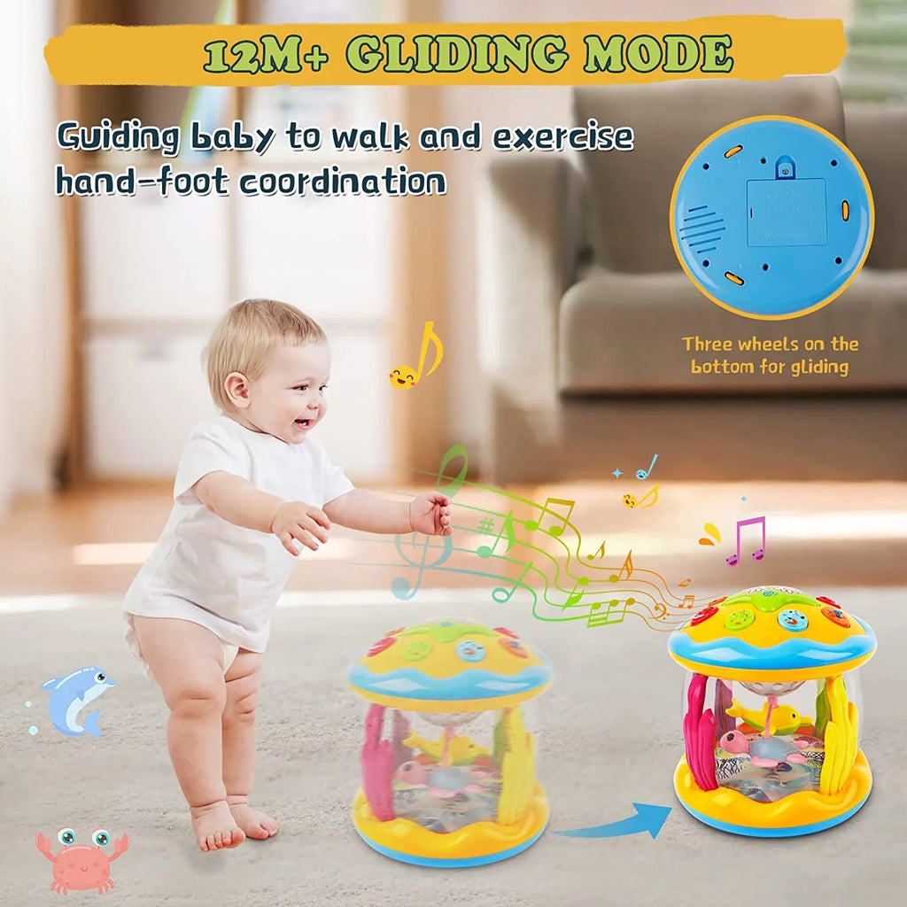 Baby Toys For 6-12 Months,4 in 1 Musical Projector Educational Learning Infant Toys,Ocean Rotating Light Up Toys for Toddlers