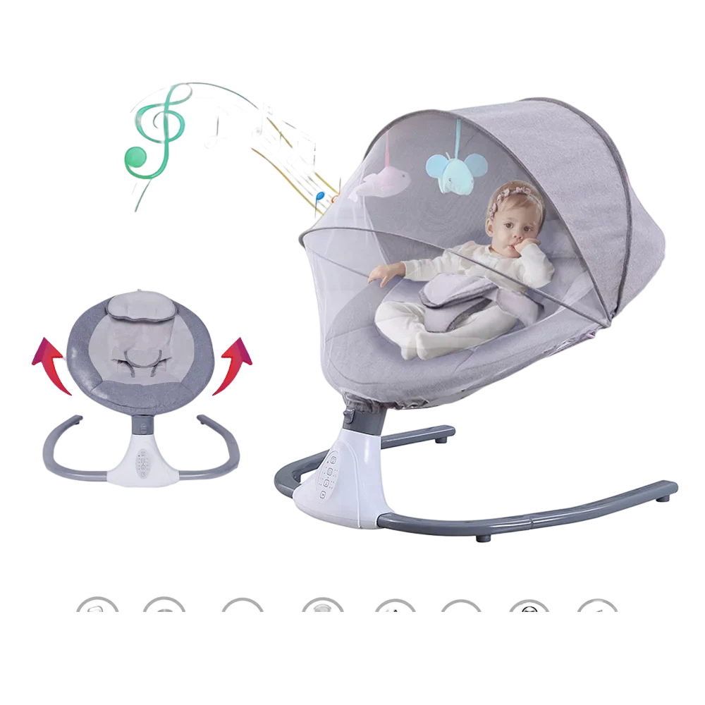 Electric Baby Swing Portable Swing Chair Infant Swing Seat with 4 Speeds and Remote Control, Gray