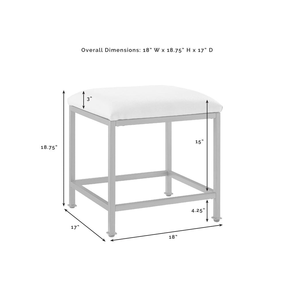 Crosley Furniture Aimee 3-Piece Makeup Vanity Desk Set with Stool and Storage Shelves