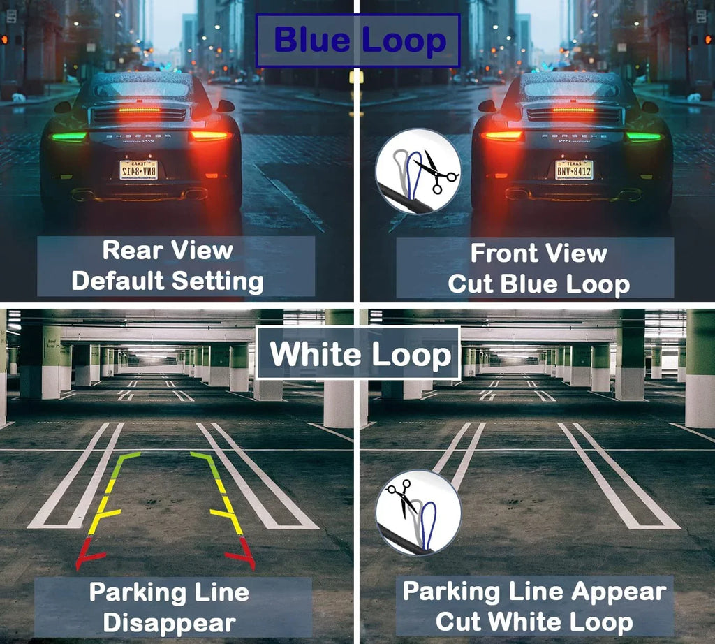 CAM123 Backup Camera Frame License Plate  Night Vision Rear View 170° Angle Waterproof Compatible with Jensen Car Radio CAR110W CAR710 CAR710X CAR8000 CAR910W CAR910X CDR7011 CM901MIR CMR2720