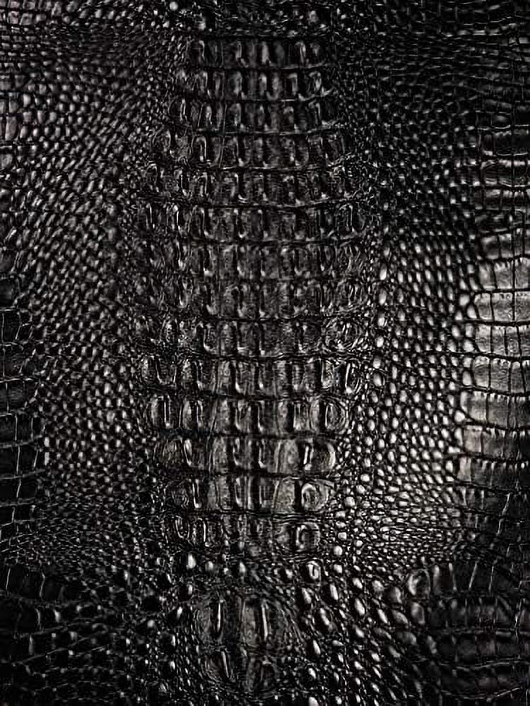 Vinyl Fabric Crocodile Fake Leather Upholstery 54" Wide Sold By The Yard ( Glossy Black)